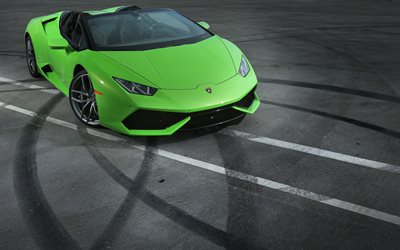 Lamborghini, Huracan, LP 610-4, green Lamborghini, convertible Lamborghini, sports car, racing cars, asphalt