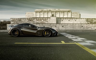 Ferrari F12berlinetta, 2016, Novitec Rosso, la escudería Ferrari de carreras de coches, negro Ferrari, Ferrari tuning