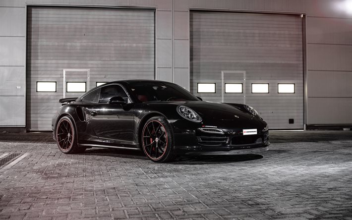 PP-Performance, tuning, Porsche 911 Turbo, 2016, supercars, black Porsche