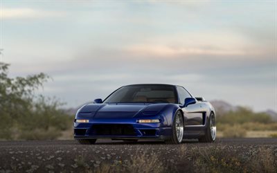 Acura NSX, blue Acura, sports coupe, blue NSX, road