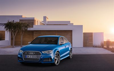 Audi A3, 2016, bleu Audi, A3 berline, berline, bleu A3