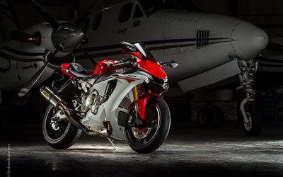 l'obscurité, hangar, 2016 Yamaha R1 sport vélos, plan, rouge Yamaha
