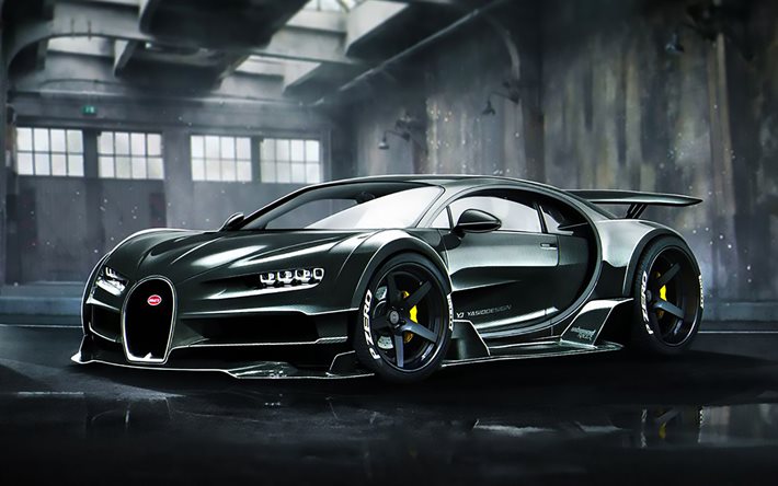 Bugatti Chiron, l'art, les supercars, hypercars, en 2017, les voitures, les Bugatti