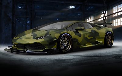 camouflage, Lamborghini Huracan, art, supercars, Lamborghini