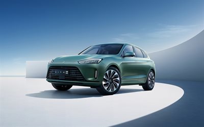 2022, huawei aito m5, 4k, framifrån, exteriör, hybrid crossover, nya gröna aito m5, kinesiska bilar, huawei