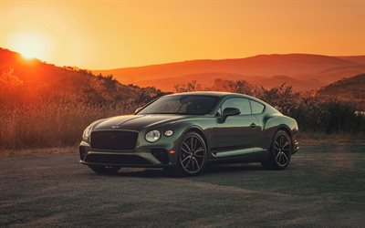 2022, Bentley Continental GT, 4k, front view, exterior, luxury coupe, new green Continental GT, British cars, Bentley