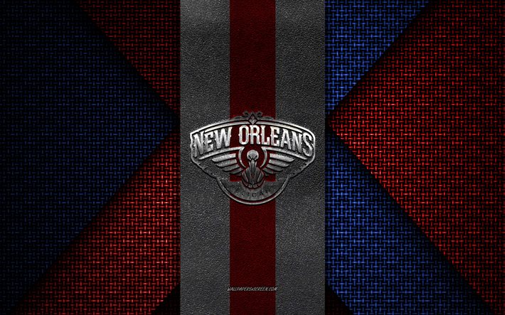new orleans pelicans, nba, textura tejida azul roja, logotipo de new orleans pelicans, club de baloncesto estadounidense, emblema de new orleans pelicans, baloncesto, nueva orleans, ee uu