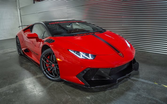 Lamborghini Huracan, garage, supercars, tuning, red huracan