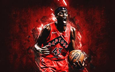 Pascal Siakam, Toronto Raptors, NBA, Cameroonian basketball player, red stone background, USA, basketball