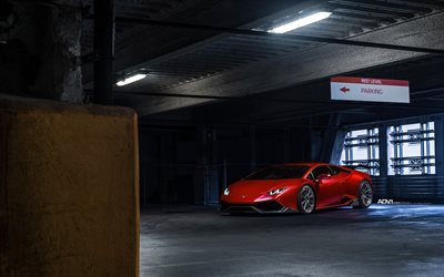 Lamborghini Huracan, LP610, 2016, ADV1, parking, sportcars, tuning, supercars, red huracan