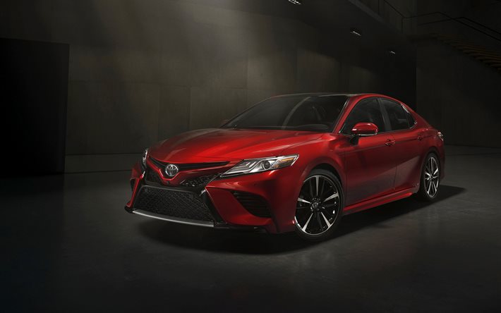 Toyota Camry XSE, 2018 arabalar, lüks arabalar, kırmızı Camry