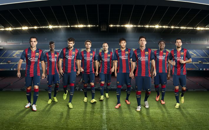 Le FC Barcelone, l'équipe, 2016, Lionel Messi, les joueurs de football, Neymar, Gerard Pique, Andres Iniesta