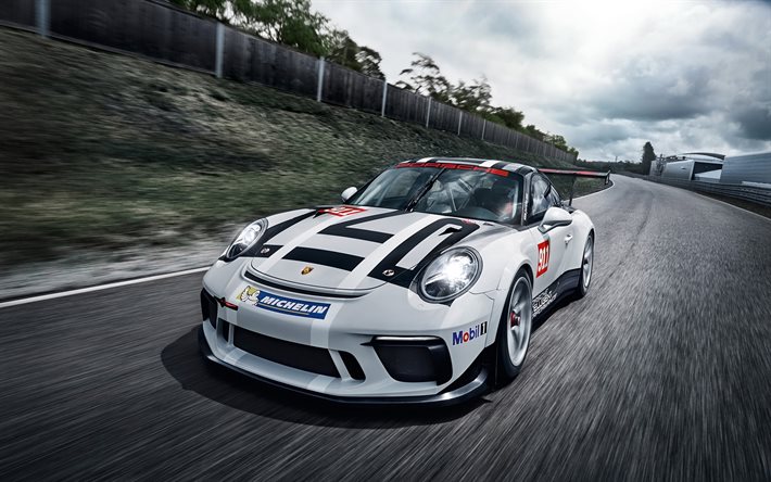 Porsche 911 GT3 Cup, 2017, el movimiento, la sportcars, carretera