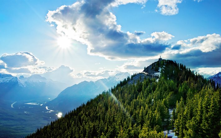 sulphur mountain, 4k, parque nacional de banff, verão, alberta, canadá