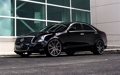 Cadillac ATS, 2017, negro ATS sedán, plata ruedas, nuevos los coches Americanos, Cadillac