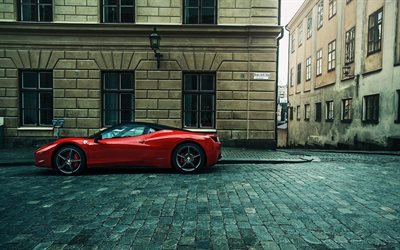 Ferrari 458, red sports coupe, italian cars, Ferrari