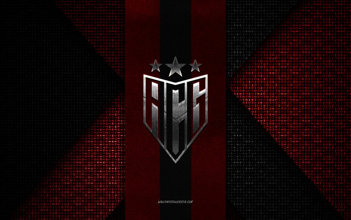 Atletico Goianiense, Brasileiro Serie A, red black knitted texture, Atletico Goianiense logo, Brazilian football club, Atletico Goianiense emblem, football, Goias, Serie A, Brazil