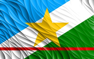 4k, bandeira de roraima, bandeiras 3d onduladas, estados brasileiros, dia de roraima, ondas 3d, estados do brasil, roraima, brasil