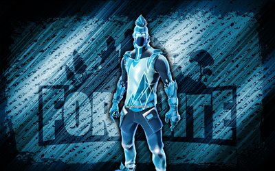Snow Drift Fortnite, 4k, blue diagonal background, grunge art, Fortnite, artwork, Snow Drift Skin, Fortnite characters, Snow Drift, Fortnite Snow Drift Skin