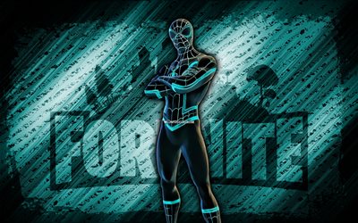 Photo Negative Spider-Man Fortnite, 4k, blue diagonal background, grunge art, Fortnite, artwork, Photo Negative Spider-Man Skin, Fortnite characters, Photo Negative Spider-Man, Fortnite Photo Negative Spider-Man Skin