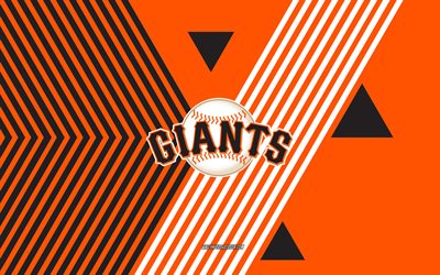 شعار san francisco giants, 4k, فريق البيسبول الأمريكي, خطوط سوداء وبرتقالية الخلفية, عمالقة سان فرانسيسكو, mlb, الولايات المتحدة الأمريكية, فن الخط, شعار سان فرانسيسكو جاينتس, البيسبول