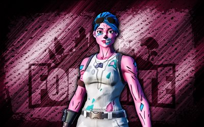 Pink Ghoul Trooper Fortnite, 4k, purple diagonal background, grunge art, Fortnite, artwork, Pink Ghoul Trooper Skin, Fortnite characters, Pink Ghoul Trooper, Fortnite Pink Ghoul Trooper Skin