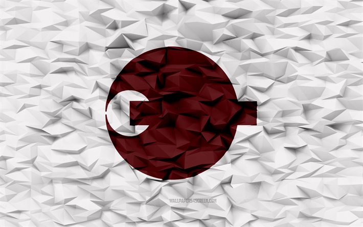 drapeau de kumamoto, 4k, préfectures du japon, fond de polygone 3d, drapeau kumamoto, texture de polygone 3d, jour de kumamoto, drapeau kumamoto 3d, symboles nationaux japonais, art 3d, kumamoto, japon