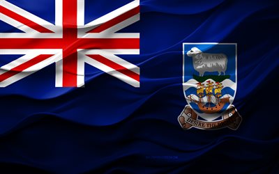 4k, Flag of Falkland Islands, South America countries, 3d Falkland Islands flag, South America, Falkland Islands flag, 3d texture, Day of Falkland Islands, national symbols, 3d art, Falkland Islands