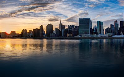 نيويورك, صباح, شروق الشمس, مبنى كرايسلر, مبني المقاطعة الملكية, ناطحات السحاب في نيويورك, مانهاتن, أفق نيويورك, الولايات المتحدة الأمريكية