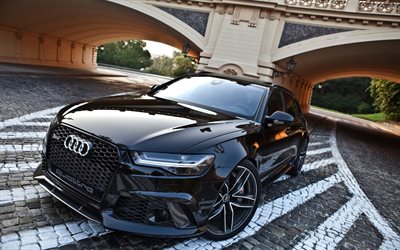 Audi RS6 Avant, optimización de 2016 los coches, vagones, supercars, negro rs6, Audi