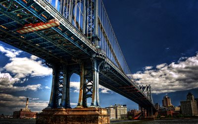 Manhattan, New York, états-unis, à l'Est de la Rivière, le Pont de Brooklyn, Brooklyn
