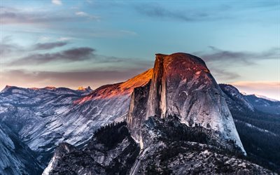 mountains, sunrise, morning, mountainous landscape, United States, Yosemite National Park