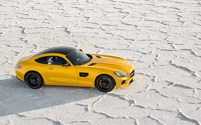 Mercedes-AMG GT, çöl, 2018 pahalı, 4k, süper, Mercedes-Benz