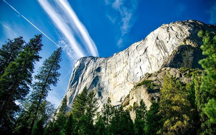 Yosemite Ulusal Parkı, cliffs, Amerika, dağlar, yaz, ABD