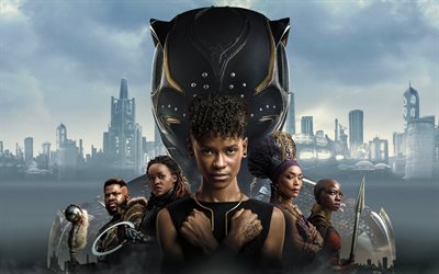 black panther wakanda per sempre, 4k, manifesto, film del 2023, supereroi, pantera nera