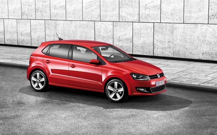 Volkswagen, Polo, 2016, shirt rouge, 5-door Polo, volkswagen red, hatchback