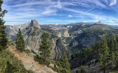 Mountains, forest, mountain valley, California, Yosemite National Park