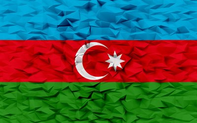 bandeira do azerbaijão, 4k, 3d polígono de fundo, azerbaijão bandeira, 3d textura de polígono, 3d azerbaijão bandeira, azerbaijão símbolos nacionais, arte 3d, azerbaijão