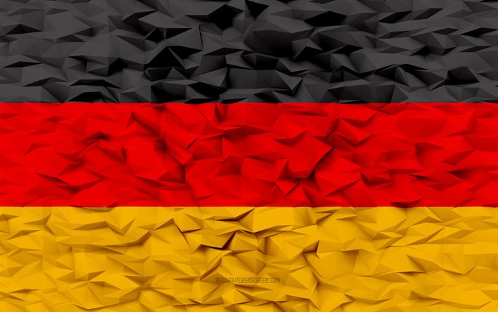 flagge von deutschland, 4k, 3d-polygon-hintergrund, deutschland-flagge, 3d-polygon-textur, deutsche flagge, 3d-deutschland-flagge, deutsche nationalsymbole, 3d-kunst, deutschland