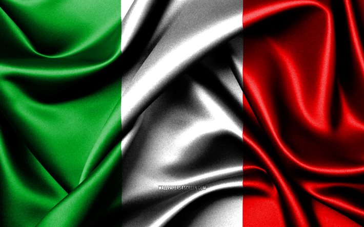 이탈리아 국기, 4k, 유럽 국가, 패브릭 플래그, 이탈리아의 날, 이탈리아의 국기, 물결 모양의 실크 깃발, 유럽, 이탈리아 국가 상징, 이탈리아