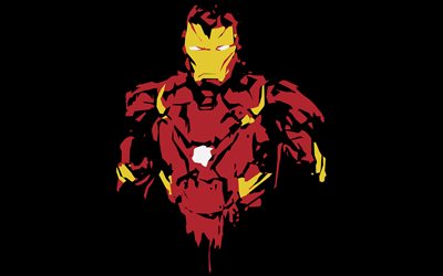 4k, iron man, minimal, supereroi, sfondi neri, marvel comics, minimalismo di iron man, creativo, iron man 4k