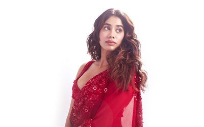 4k, janhvi kapoor, actrice indienne, photoshoot, robe rouge, bollywood, mannequin indien, belle femme