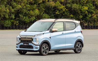 2022, Mitsubishi eK Cross EV, 4k, front view, compact electric car, new blue eK Cross EV, electric cars, japanese cars, Mitsubishi