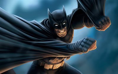 4k, バットマン, 戦い, 暗闇, 3dアート, スーパーヒーロー, クリエイティブ, バットマンとの写真, dcコミックス, バットマン 4k, バットマン 3d