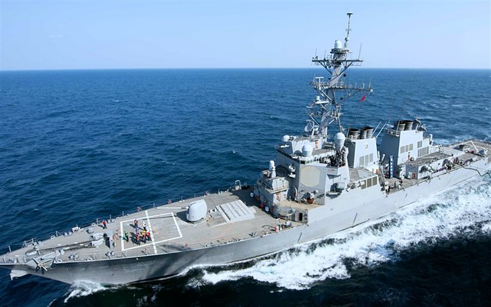 uss decatur, ddg-73, us navy, arleigh burke-class, destroyer americano, navios de guerra, uss decatur at sea, eua, united states navy