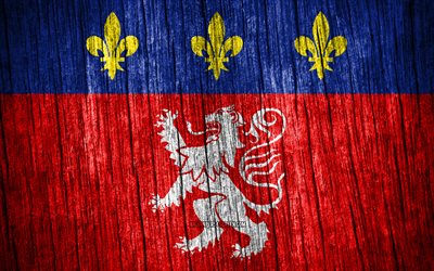 4k, bandiera del lione, giorno del lione, province francesi, bandiere di struttura in legno, province della francia, lione, francia