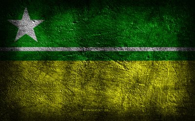 4k, 보아 비스타 깃발, 브라질 도시, 돌 질감, 보아비스타의 국기, 돌 배경, 보아 비스타의 날, 그런지 아트, 브라질 국가 상징, 보아 비스타, 브라질