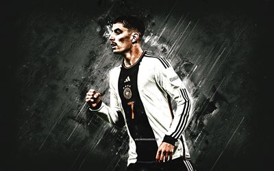Kai Havertz, Germany national football team, white stone background, grunge art, German soccer player, Germany, football