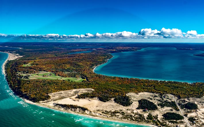 Crystal Lake, sahil, yaz, Michigan, ABD