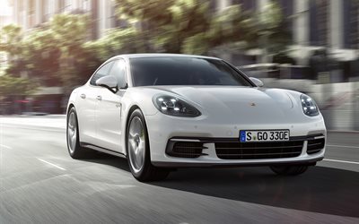 Porsche Panamera 4 E-Hybrid, 2017, supercars, voitures de luxe, blanc panamera